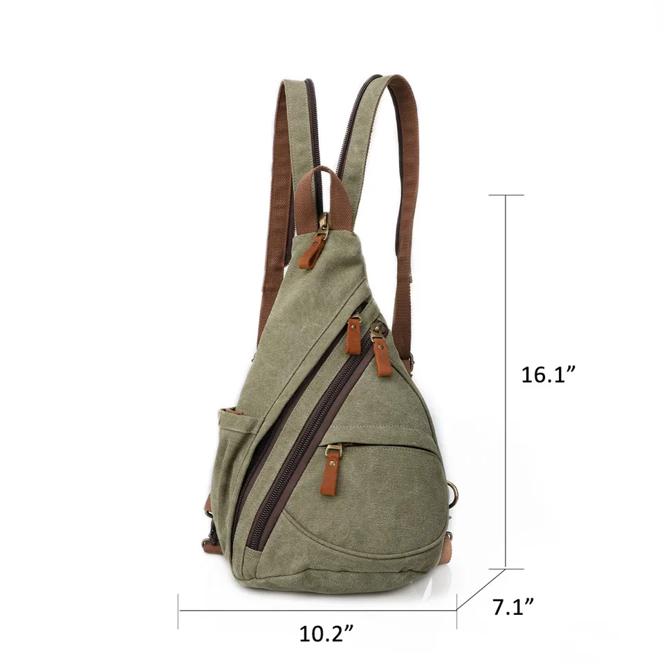 SHANGRI-LA Small Messenger Bag for Men and Women Waxed Canvas Purse Waterproof Crossbody Satchel Bag Sling Pack for Trip Travel Khaki 