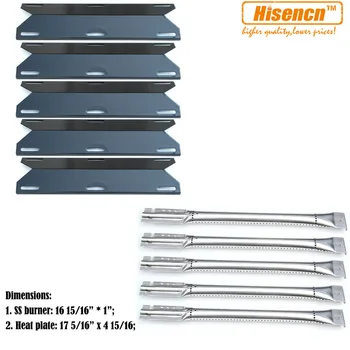 

Hisencn Outdoor BBQ Parts Replacement Grill SS Burners and Porcelain Heat Plates For Charmglow 720-0396, 720-0578 Gas Grills