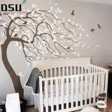 Огромный белый дерево стены наклейка для стены наклейки питомник дерево стены Стикеры s для детей номеров стены татуировки обои в подарок