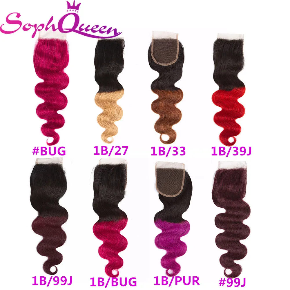 Soph queen hair 4*4 Кружева закрытия Бразильская волна тела Реми Закрытие 100% человеческих волос Расширение бесплатно/средний/три части Кружева