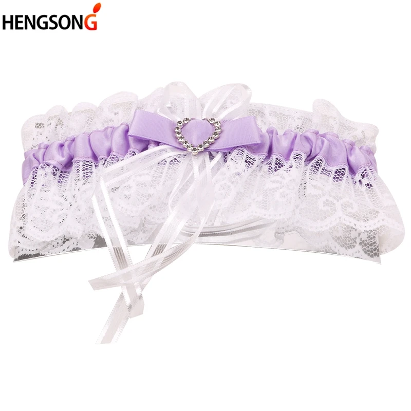 

2019 Elegant Women Lace Mesh Bowknot Belt Sexy Suspender Rhinestone Lace Garter For Bride Party Wedding Leg Rings