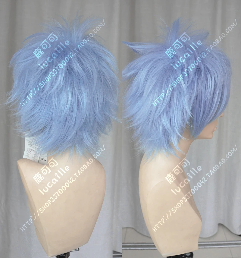 Anime Servamp Kuro Cosplay Wig Short Light Blue Heat Resistant Synthetic Hair Wigs+ Wig Cap