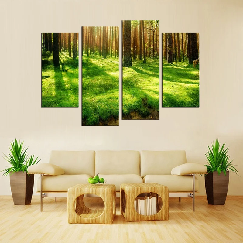 Настенная картина с изображением солнечного леса 4 набора|modern paintings|canvas printsset of