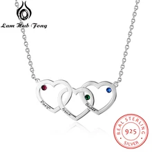 Ожерелья из стерлингового серебра 925 пробы Подвески для влюбленных выгравированное имя DIY Камень в виде сердца ожерелья для семьи юбилей романтический подарок для женщин