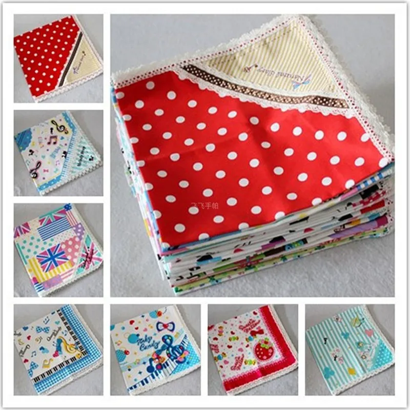 

Children's handkerchief Cotton 100% Lace Handcuffs placemat pocket towel handcuffs child Handkerchiefs 3Pcs/Lot 46CM