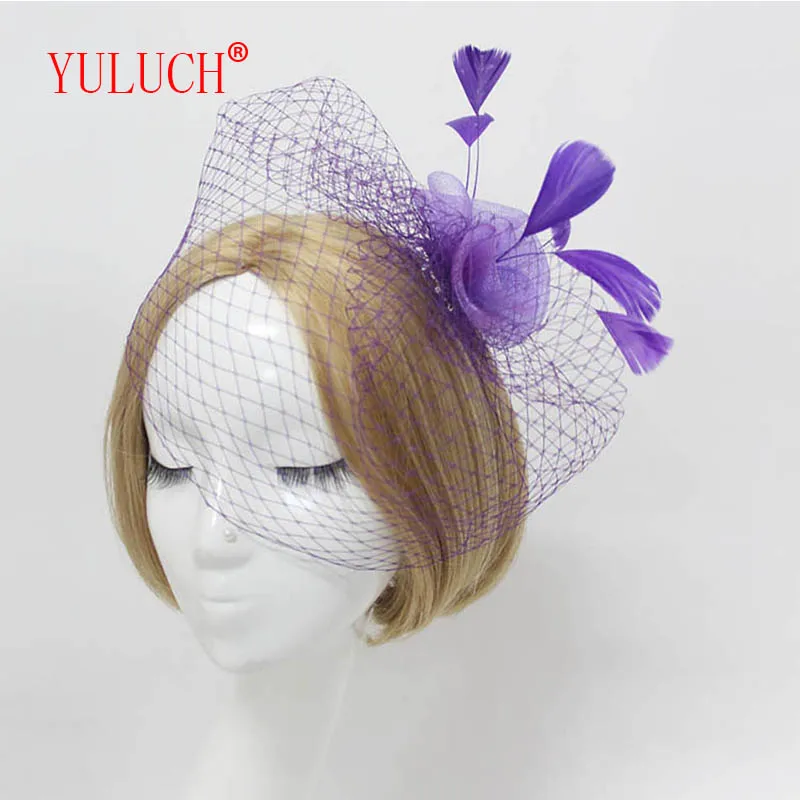 

YULUCH China handmade 6 colors feather veil bridal tiara hairpin vacation casual jewelry accessories party gifts