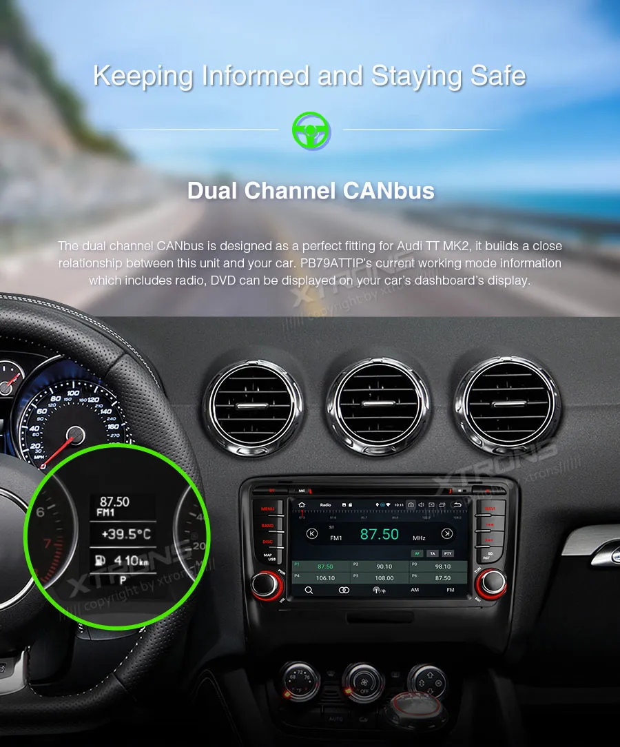 Cheap XTRONS 2 Din 7" Android 9.0 Octa Core GPS Navigation Radio Car DVD Player for Audi TT MK2 8J 2006 2007 2008 2009 2010 2011 2012 17