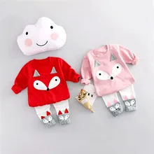 Весна Модная одежда для детей, Детская мода хлопок Костюмы 0-4 лет женский ребенка весной-Футболка с рукавами+ Брюки для девочек комплект из двух предметов