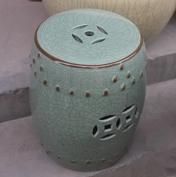 Crack Porcelain Jindezhen bathroom dressing ceramic garden stool Chinese ceramic drum stool chinese stool (1)