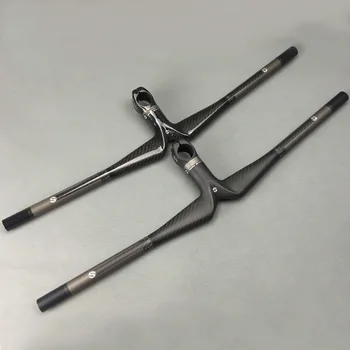 

2018 new 3K Full Carbon Fibre Bicycle One shaped Handlebar MTB Bike Bicycle Integrated Horizontal Handlebar Stems 31.8