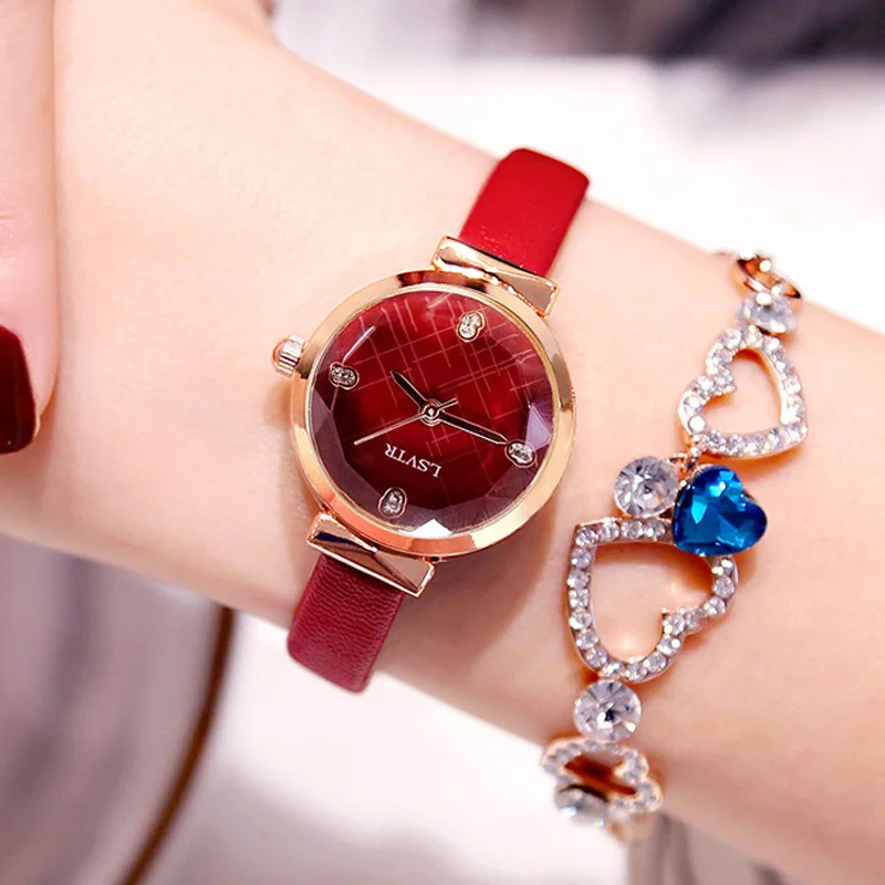 

Fashion Red Watch Women Magnet Quartz Small Leather Wristwatches Top Luxury Crystal Ladies Dress Clock relogio feminino 2019