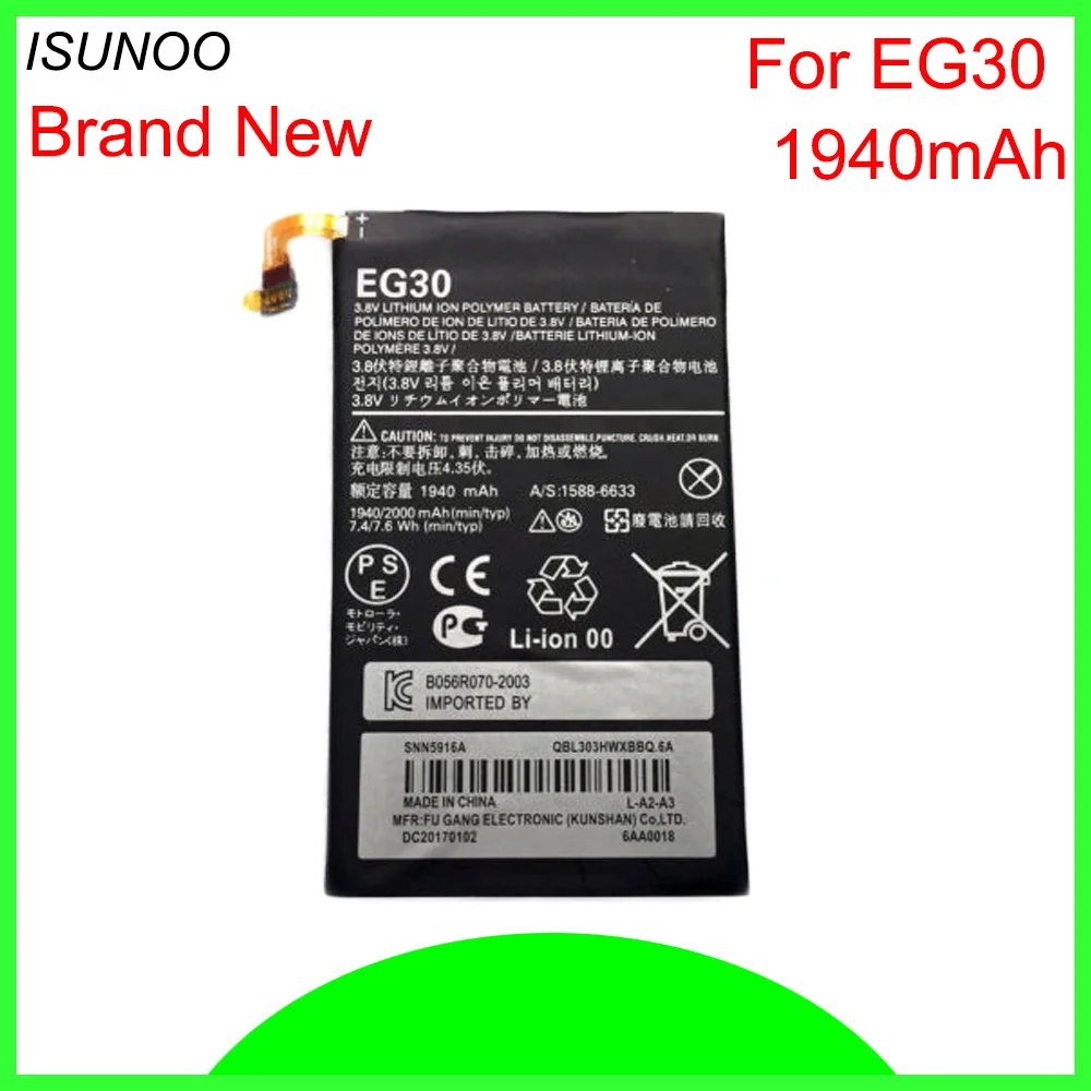 ISUNOO 10pcs/lot 1940mAh EG30 Battery for Motorola EV30 XT925 XT926 XT907 XT890 XT905 Replacement | Мобильные телефоны и