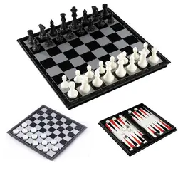 Бёдер Ударопрочный пластиковый сырье международные шахматы нарды шахматы три в одном складные Семейные игры развлечения