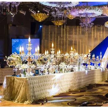 

new design crystal Five Arm metal candelabra centerpiece decor