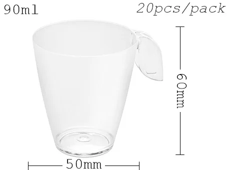 Акция-вечерние свадебные принадлежности, доступная пластмассовая столовая посуда, 56*55 мм/60 мл прозрачный мини жирата десерт витая чашка, 20/упаковка - Цвет: Transparent