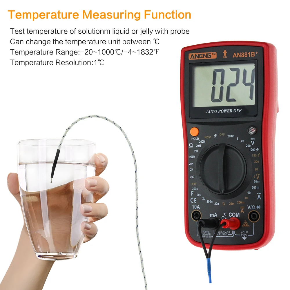 ANENG AN881B+ мультиметр цифровой тестер multimeter мультиметр с подсветкой транзистор тестер цифровой мини мультиметр мультитерка esr meter digital multimeter мультиметор capacitor tester мультиметр с температурой