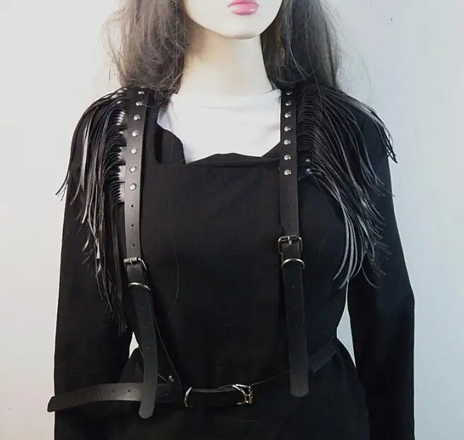 Новые пикантные Для женщин Панк Полые Harajuku кожаные ремни сбруя бондаж для тела клетка скульптурирущий бюстье-корсет с кисточками пояс для подтяжек