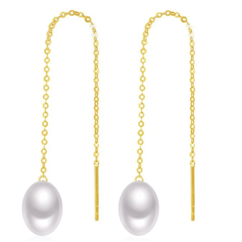 Sinya Au750 18k Gold Long Chain Tassel Design Earring Dangle Drop Earring With 7 9 Mm High Luster Pearls For Women Shop The Nation