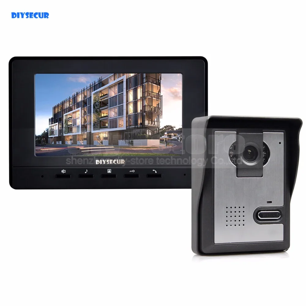

DIYSECUR 7inch Video Intercom Video Door Phone Doorbell 1 Camera 1 Monitor for Home / Office Security System Black