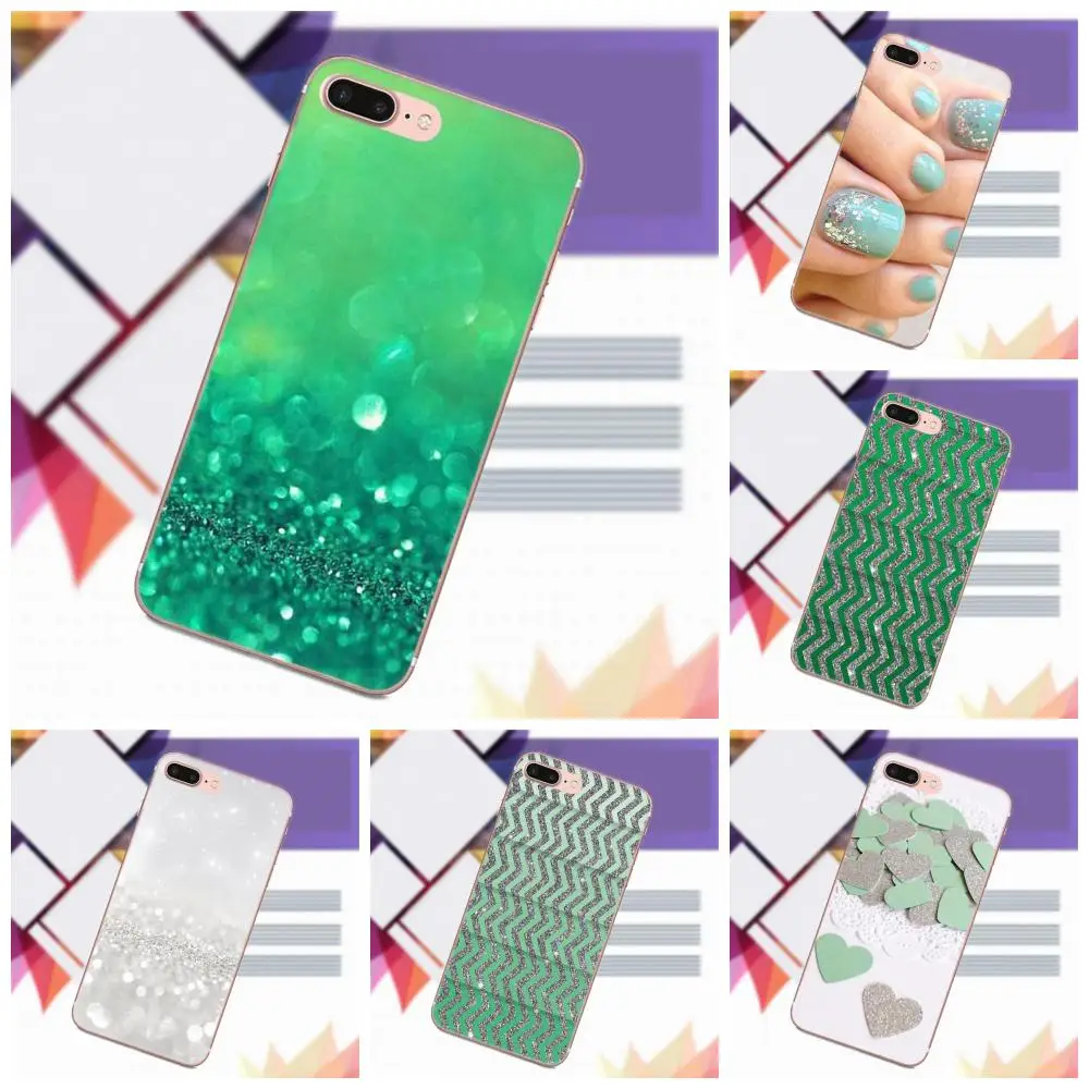 

Green And Silver Glitter Soft Art Online Cover Case For Galaxy Alpha Core Prime Note 4 5 8 S3 S4 S5 S6 S7 S8 S9 mini edge Plus