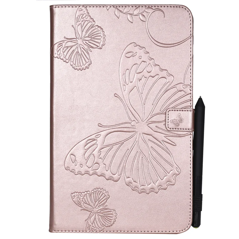 3D Butterfly Embossed Tablet Stand Case For Galaxy Tab A6 10.1 2016 SM-T580 T585 Magnetic Flip PU Leather Cover Sleeve + Stylus (4)