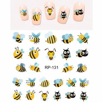 

NAIL ART BEAUTY NAIL STICKER WATER DECAL SLIDER CARTOON INSECT HONEY BEES FLOWER SWEET HEARTS APIS APIDAE RP127-132