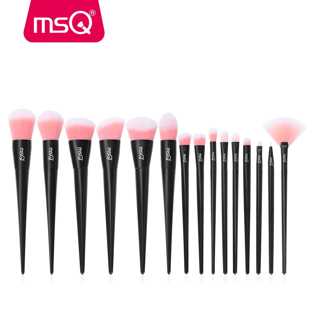 

MSQ 15pcs Makeup Brushes Set Professional Foundation Powder Eyeshadow Lip Make Up Brushes Kit Plastics Handle Synthetic Hair