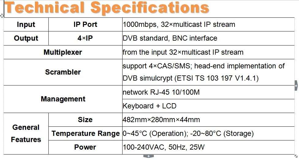 Ip-коммутатор Scrambler(IP-UDP/multicast Gigabit in, 4* MPTS-IP/multicast out) ip-коммутатор и скремблер sc-3107