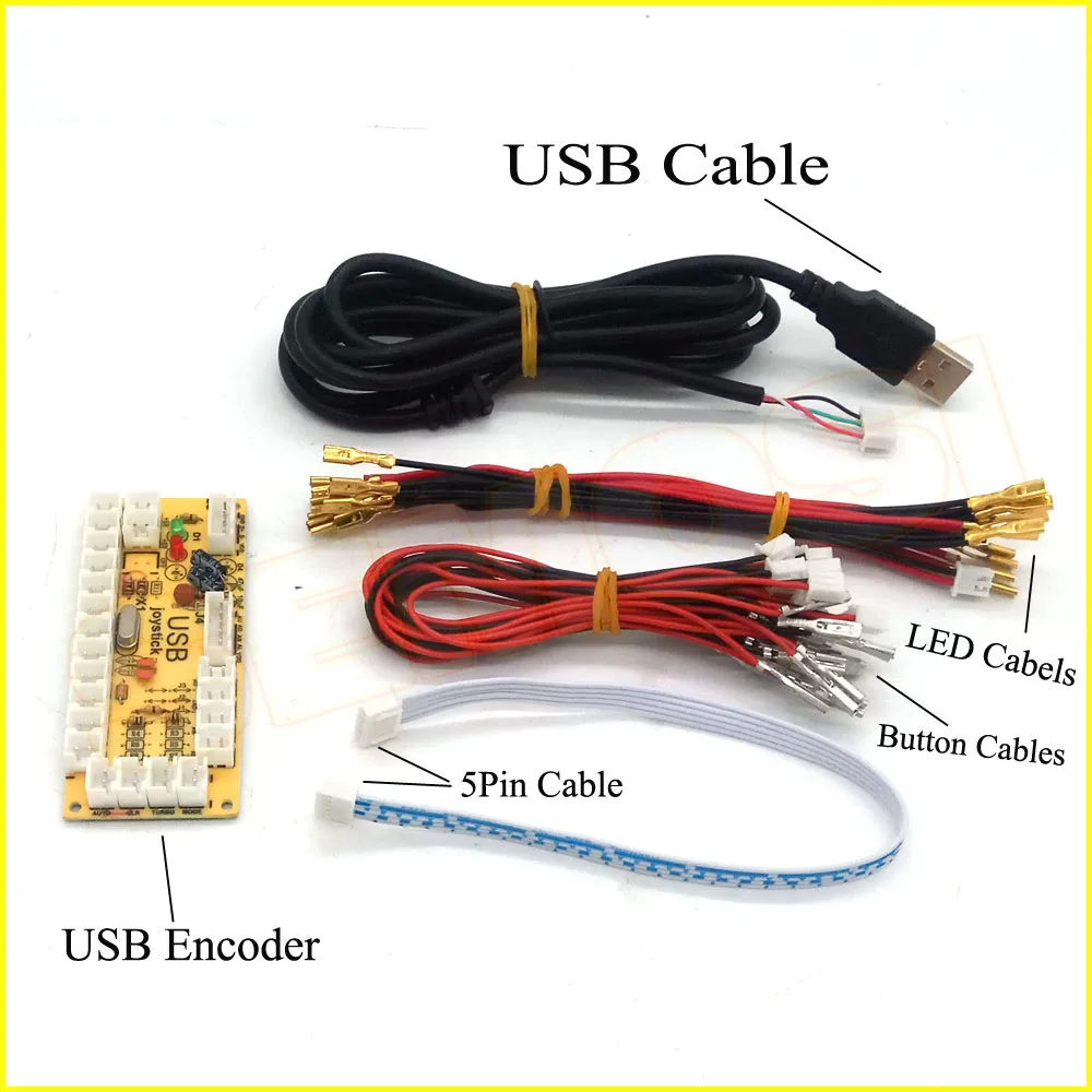 Аркадный DIY светодиодный комплект с нулевой задержкой USB энкодер для ПК аркадные игры 8 способ джойстик+ 5 В аркада со светодиодной подсветкой кнопочные кнопки