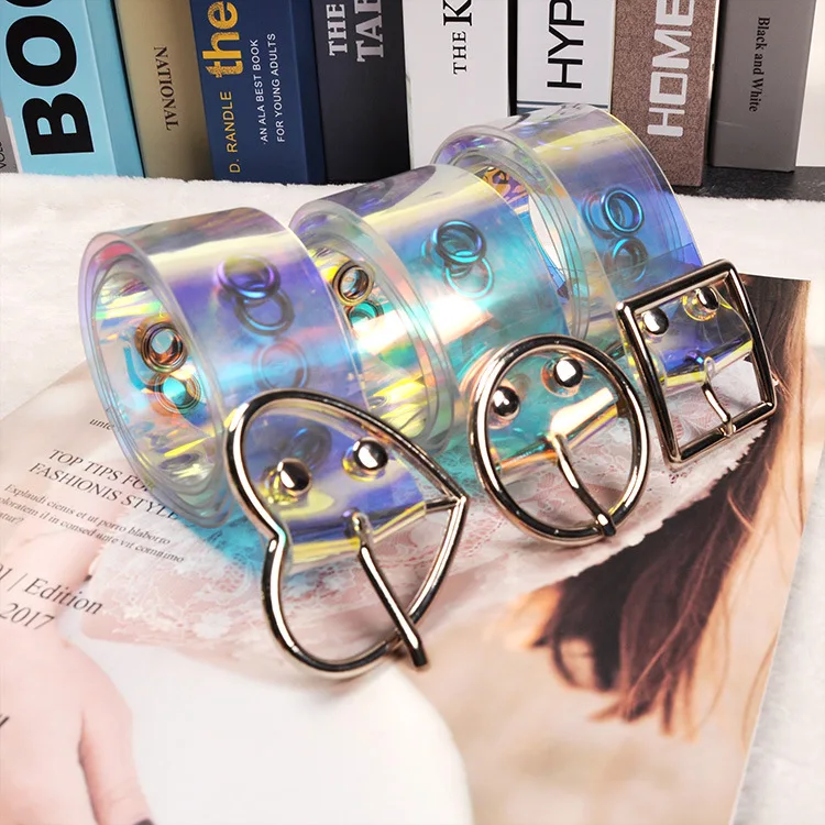 

Women Waist Belt Laser Metal Buckle Casual Decoration Pin Transparent Fashion Lady Girls Waistband Invisible Punk Waist Belt New