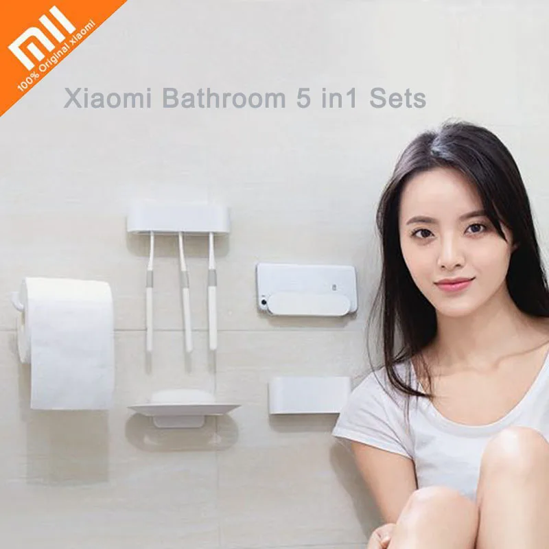 Xiaomi Mijia HL Bathroom 5 in1 Sets Soap Hook Toilet Roll Phone Holder Storage Box Tooth Hook Shower Room Accessories Tools Home Xiaomi Mijia HL Bathroom 5 in1 Sets Soap Hook Toilet Roll Phone Holder Storage Box Tooth Hook Shower Room Accessories Tools Home