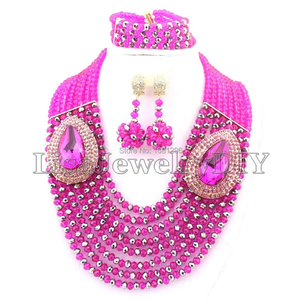 

African Beads Jewelry Sets Nigerian Wedding African Crystal Beads Jewelry Set HD1413