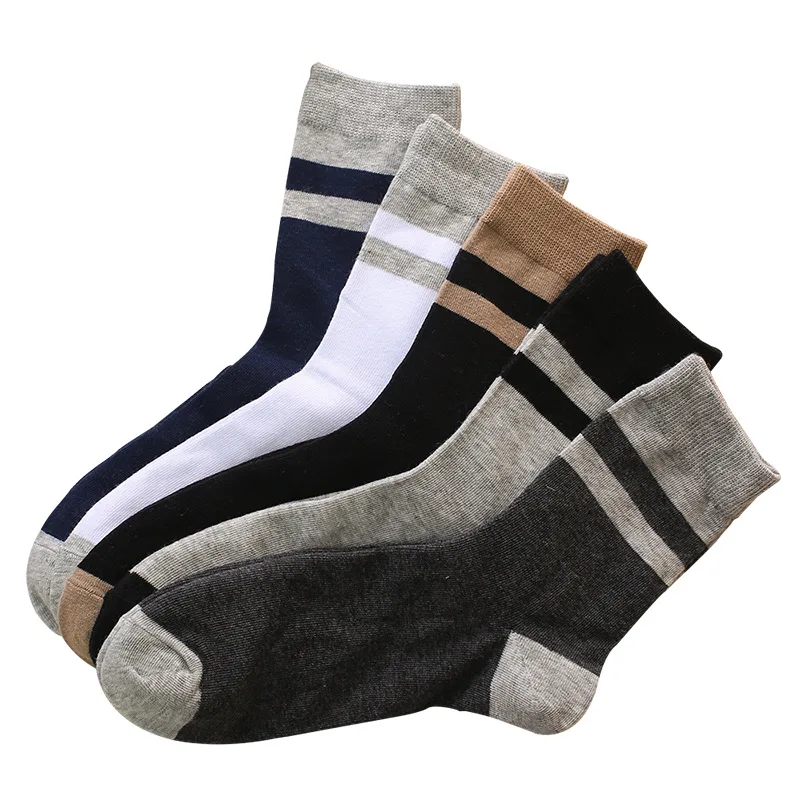 Новые повседневные черные мужские носки хлопковые модные сшитые носки осень-зима дышащие сохраняющие тепло мужские носки средней длины 1