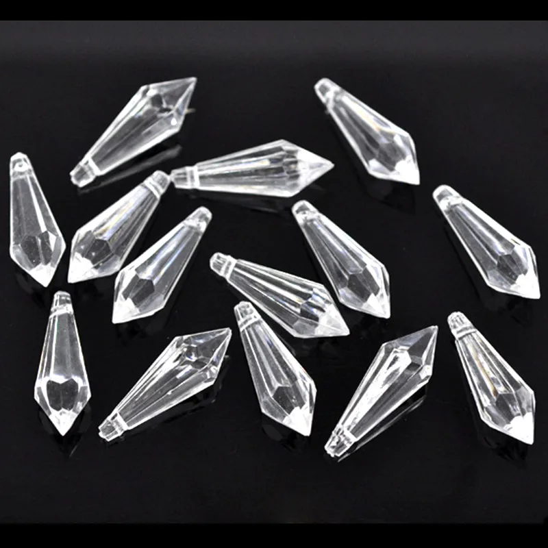 

100Pcs Clear Teardrop Faceted Acrylic Pendants Charms Jewelry DIY Making Component 31x10mm
