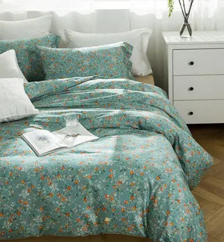 

romantic pastoral bedding set,full queen king cotton green trend design double home textile bed sheet pillow case duvet cover