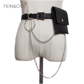 

belt bag women leather mini rivets chains Waist bag luxury brand fashion black beige red 2018