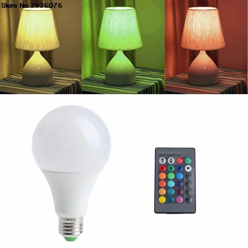 

Wireless Remote Control 85-265V E27 LED 20W RGB Changing Light Bulb 16 Colors