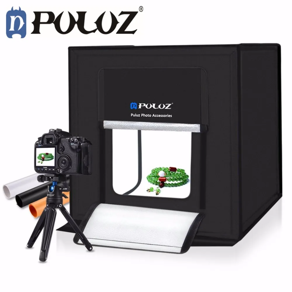 

PULUZ 40*40*40cm Mini lightbox Folding Studio Photo photography Soft Box With 60 LED Light 3 Color Photography Background