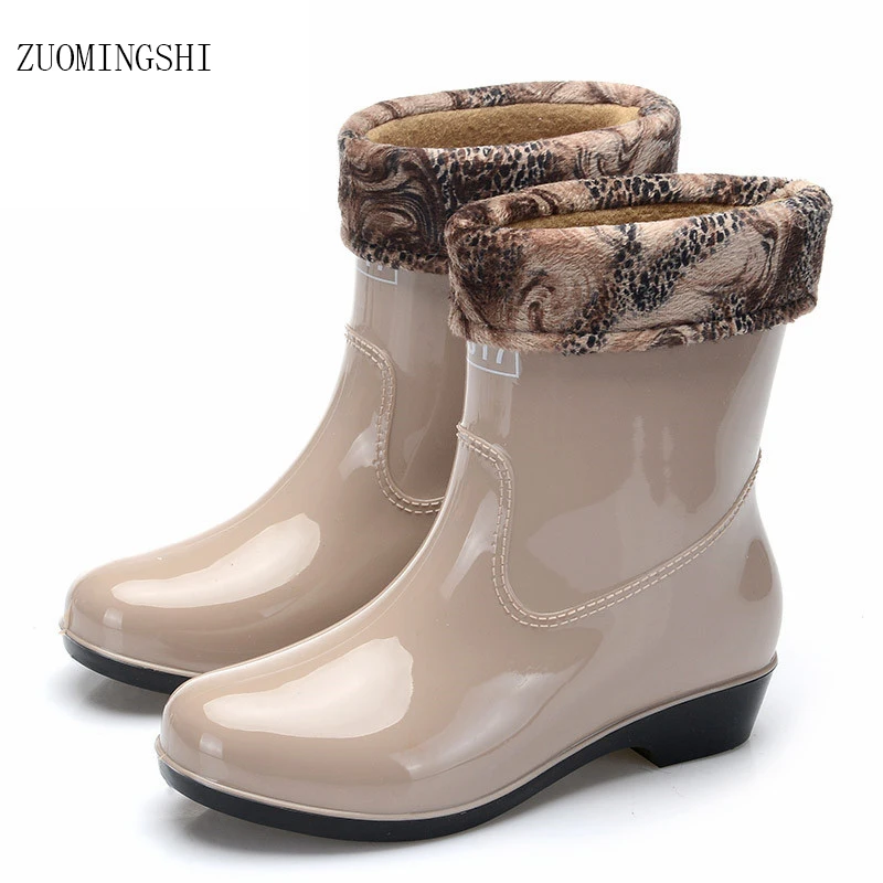 

Women boots for rain ladies shoes rainboots rain boots women with sock winter boots for girls Round Toe