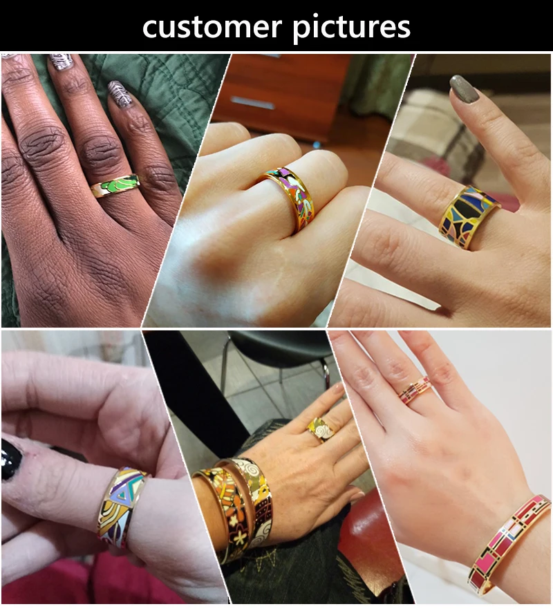 Buy New Fashion Stainless Steel Open Bangle For Women Gold Geometric colorful enamel painted Bangles Wedding Jewelry