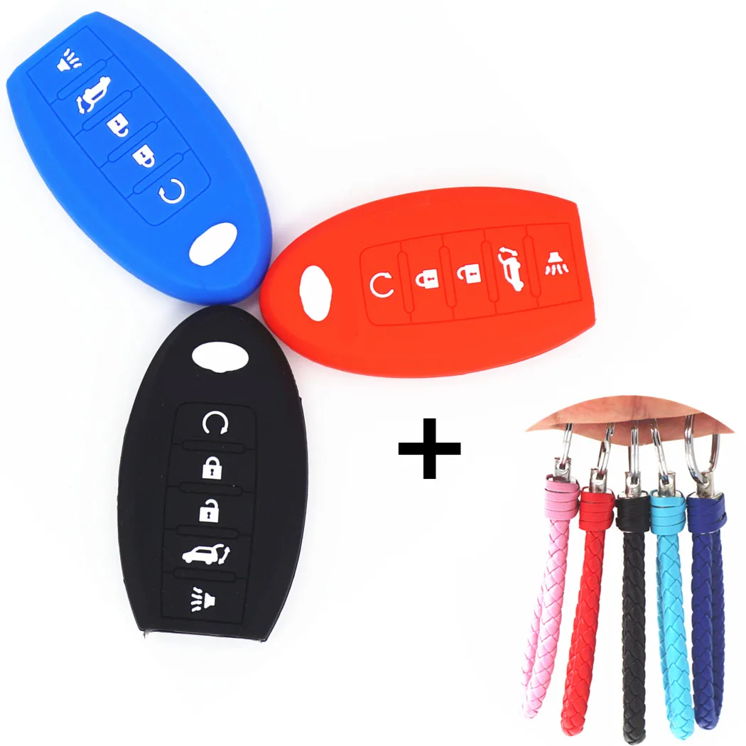 

WFMJ Silicone 5 Buttons Keyless Smart Remote Key Chain Cover Case for Infiniti JX35 QX60 QX80 Q50 KR5S180144014 7812D-S180014
