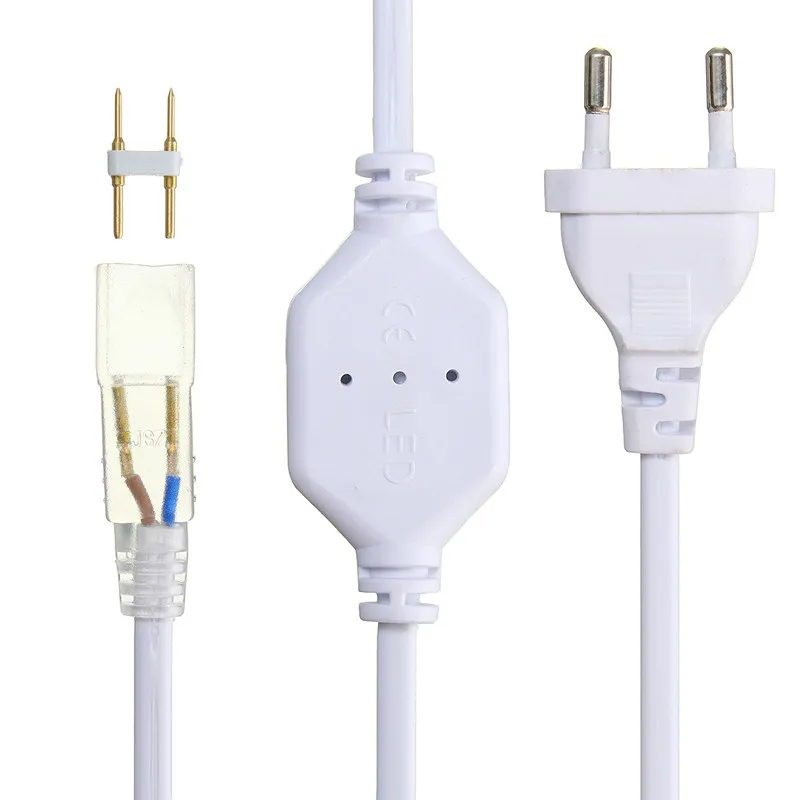 2pin 6 мм кабель Светодиодные ленты светильник 5050 2835 3014 5630 SMD светильник бар Plug Светодиодный светильник поясные аксессуары штепсельная вилка европейского стандарта с иглой 220 V-240 V