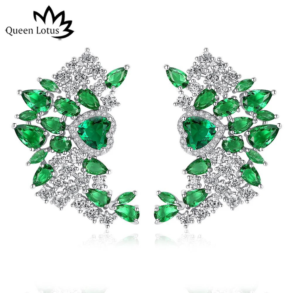 Женские серьги-гвоздики Queen Lotus корейские серьги с большими кристаллами и