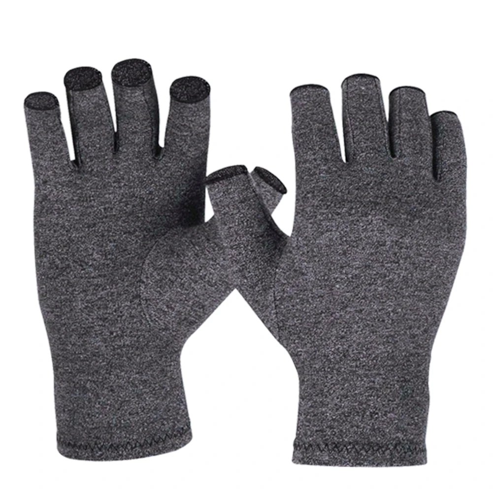 

Man Women Solid Elastic Hand Protective Arthritis Gloves Pain Relief Health Black Half Finger Breathable Compression Rheumatoid