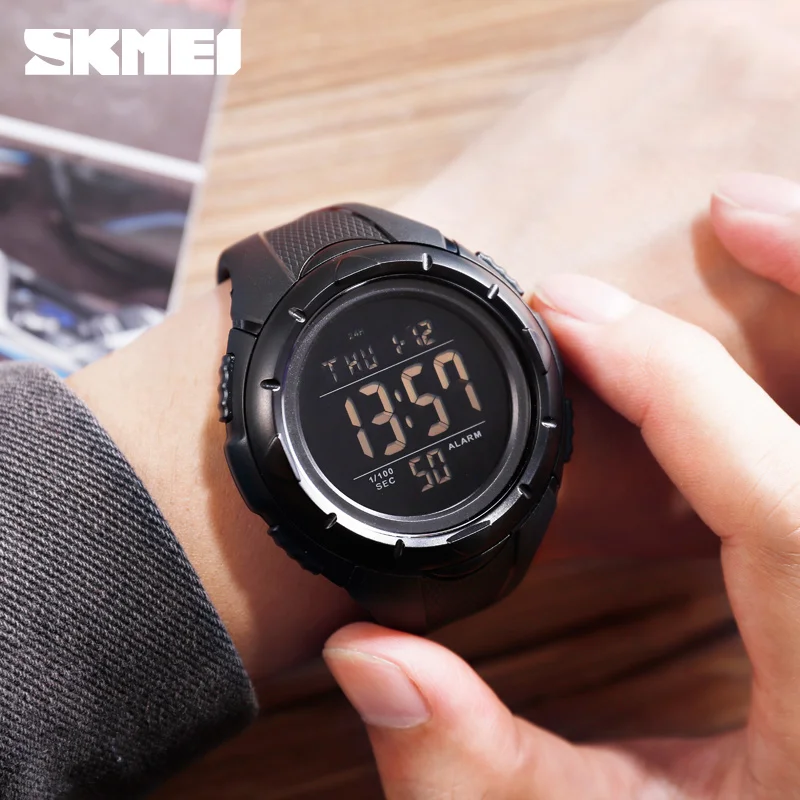 SKMEI спортивные цифровые часы мужские брендовые уличные простые водонепроницаемые часы 5 бар световой дисплей Будильник мужские часы Montre Homme