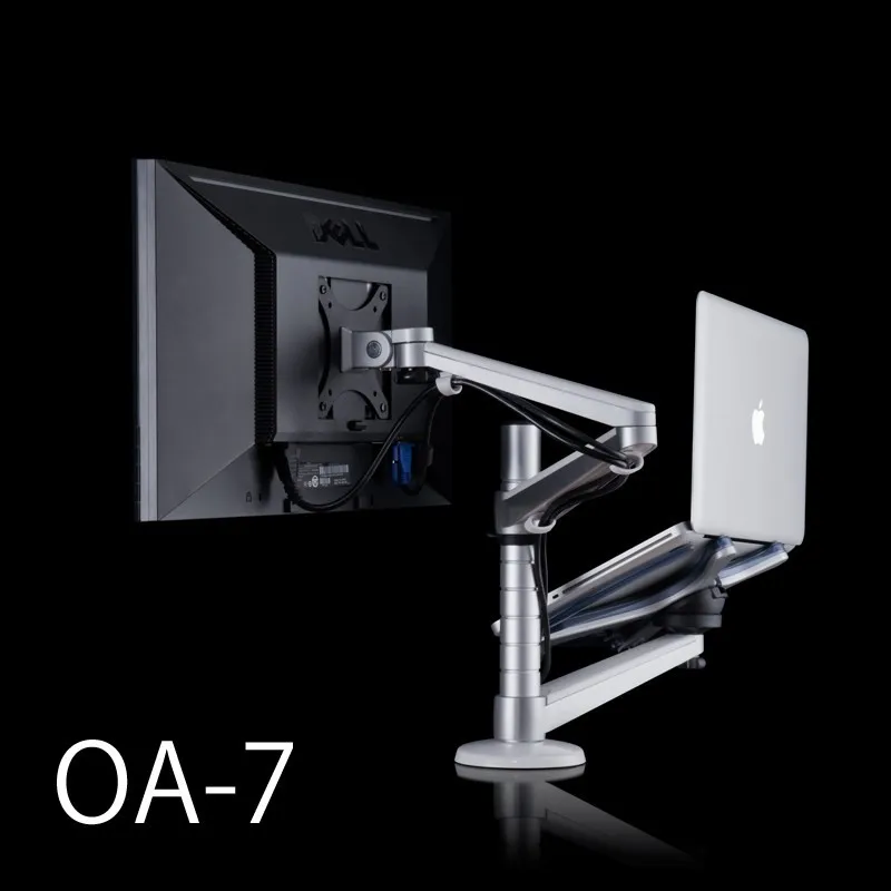 OA-7 мультимедиа Настольный 25 дюйма ЖК-дисплей монитор держатель+ ноутбук держатель Настольная подставка для двух мониторов крепление кронштейн для выставочного стенда