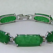 Посеребренный зеленый нефрит браслет