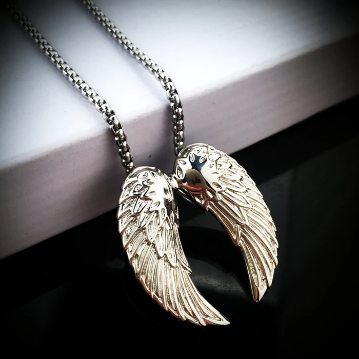 Fashion Jewelry Angel Wings Pendant Necklace for Men Women Stainless ...