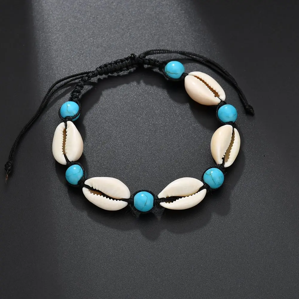 Yiustar 1 шт. Cowrie синий браслет в виде ракушки femme регулируемый boho Macrame классический