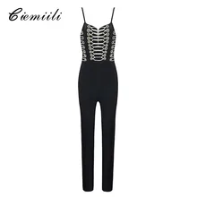 CIEMIILI Fashion Women 2018 Summer Night Club Skinny Ankle-Length Sexy Jumpsuits Black Hot Selling Style Bodycon Jumpsuits